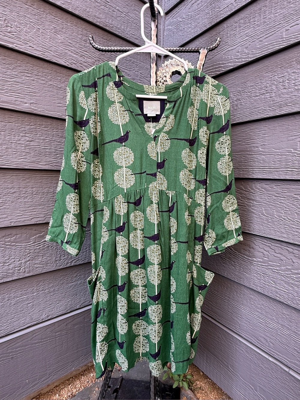 Anthropologie Maeve Devery Green Peacock Dress XXSP